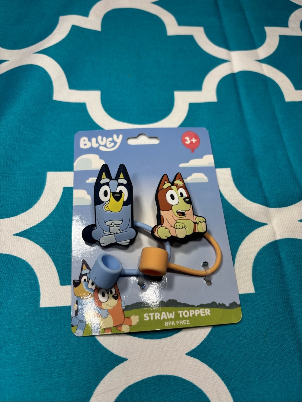 New Bluey Straw Topper Set - Blue and Orange Characters